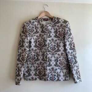 VINTAGE Jos A Bank Tapestry Jacket Womens Size 12 Floral Medallion Print